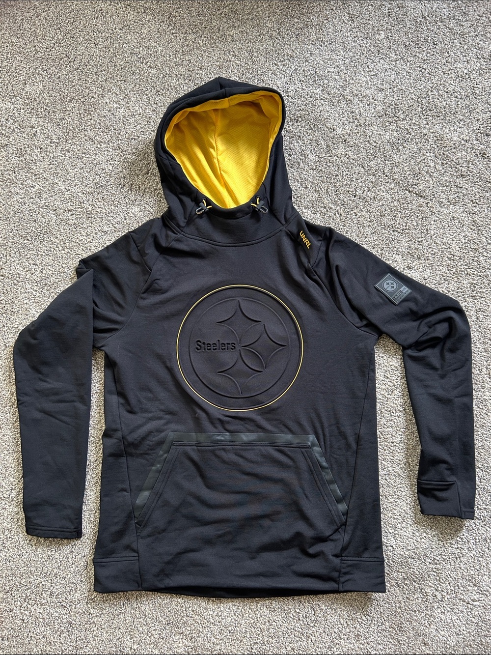 Men's Black and Yellow Steelers Zip-Up Hoodie Pullover UNRL